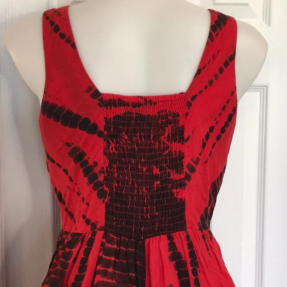 Michael Kors Fringe Weave Sleeveless V Neck Maxi Dress Red and Black size XS